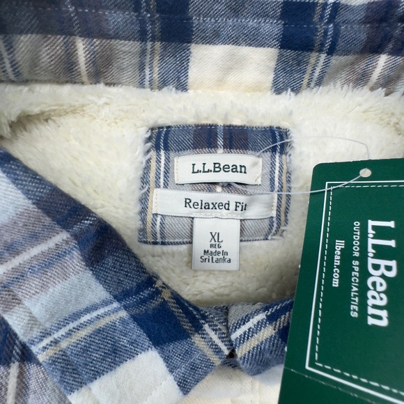 L.L. Bean Women's Scotch Plaid Sherpa-Lined Shirt XL - Picture 4 of 9